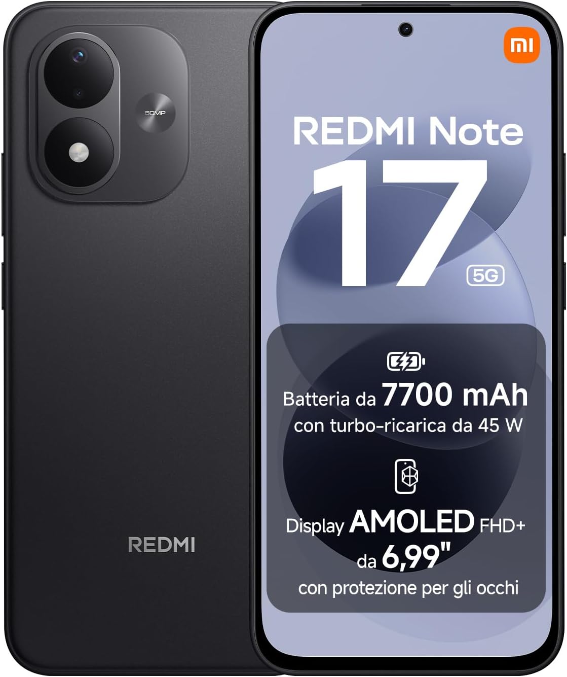 SMARTPHONE-REDMI-NOTE-17-5G,-DISPLAY-DA-6,9'-1600-X-720,-MEMORIA-8+256GB,-BLACK,-BATTERIA-DA-7700-MAH,-FOTOCAMERA-PRINCIPALE-DA-50-MP
